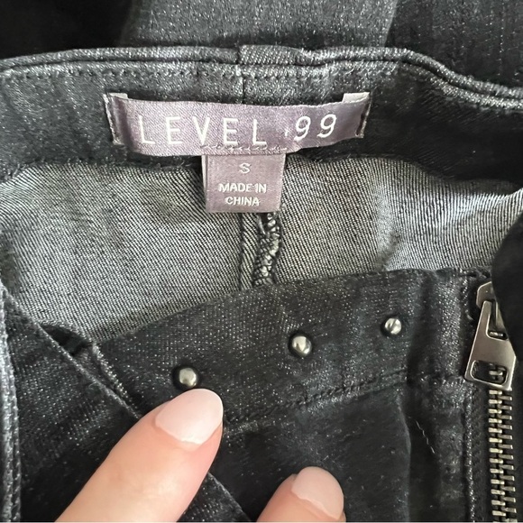 Level 99 Denim Dress with Stud Accents Criss Cross Back Black Small - Picture 5 of 7